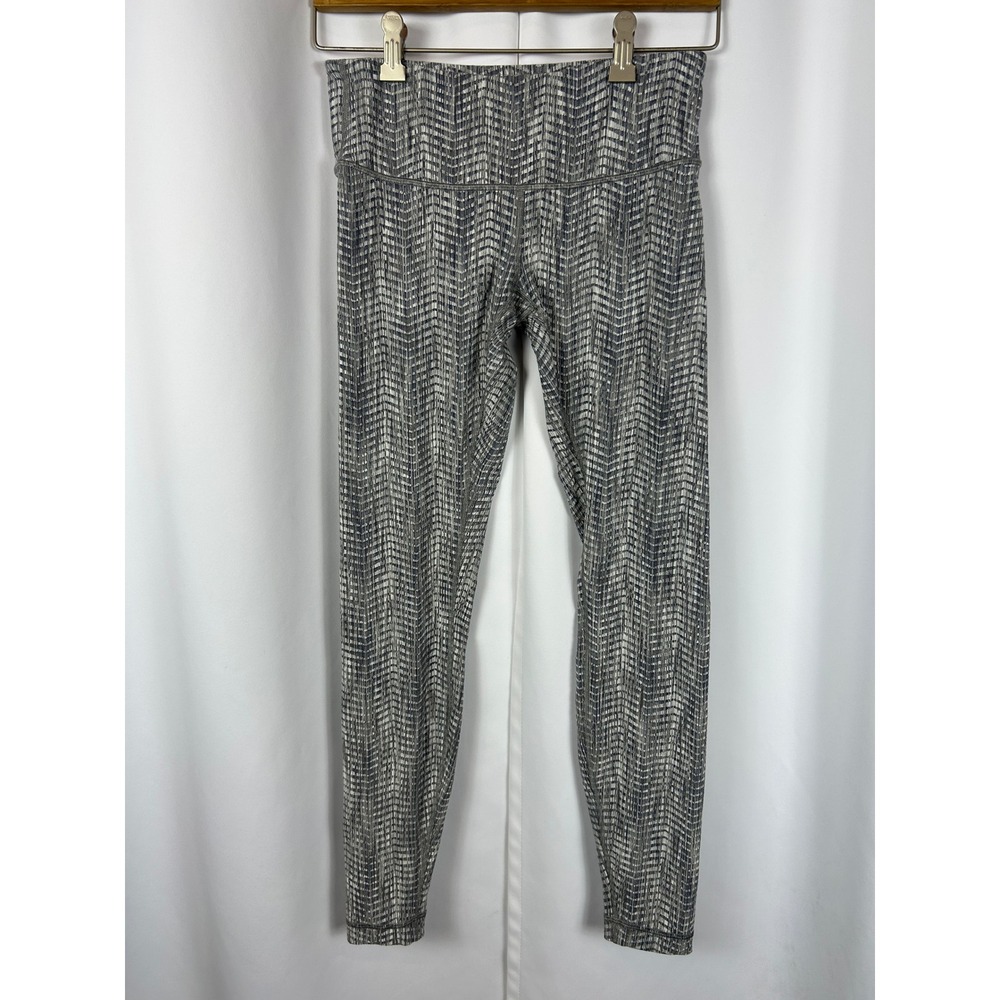 Lululemon Wunder Under Grey White Geometric Herringbone Leggings Size 6
